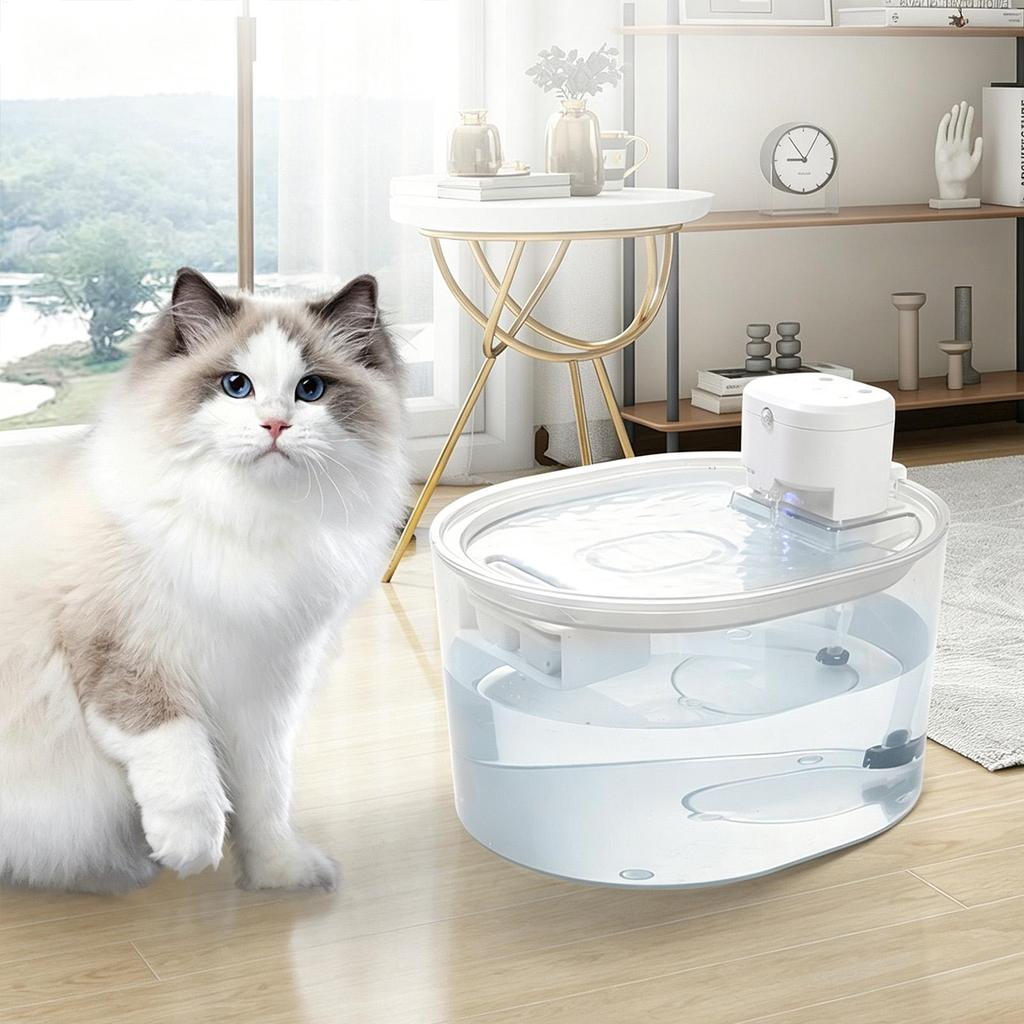 Cat Water Fountain 3L Sensor Rechargeable Quiet Waterer Water Fountain for Cats for Drinking Tabletop Desk Puppy Kitten Dog