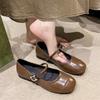 Dameneinzelne Schuhe Mary Jane flacher Mund neu Fee Französisch 2025 Frühling Koreanische Version eckiger Kopf Wind weiche Sohle Doudou Schuhe