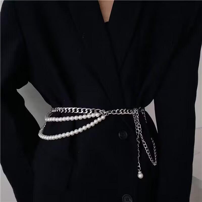 European & American Multi-layer Faux Pearl Retro Waist Chain for Women