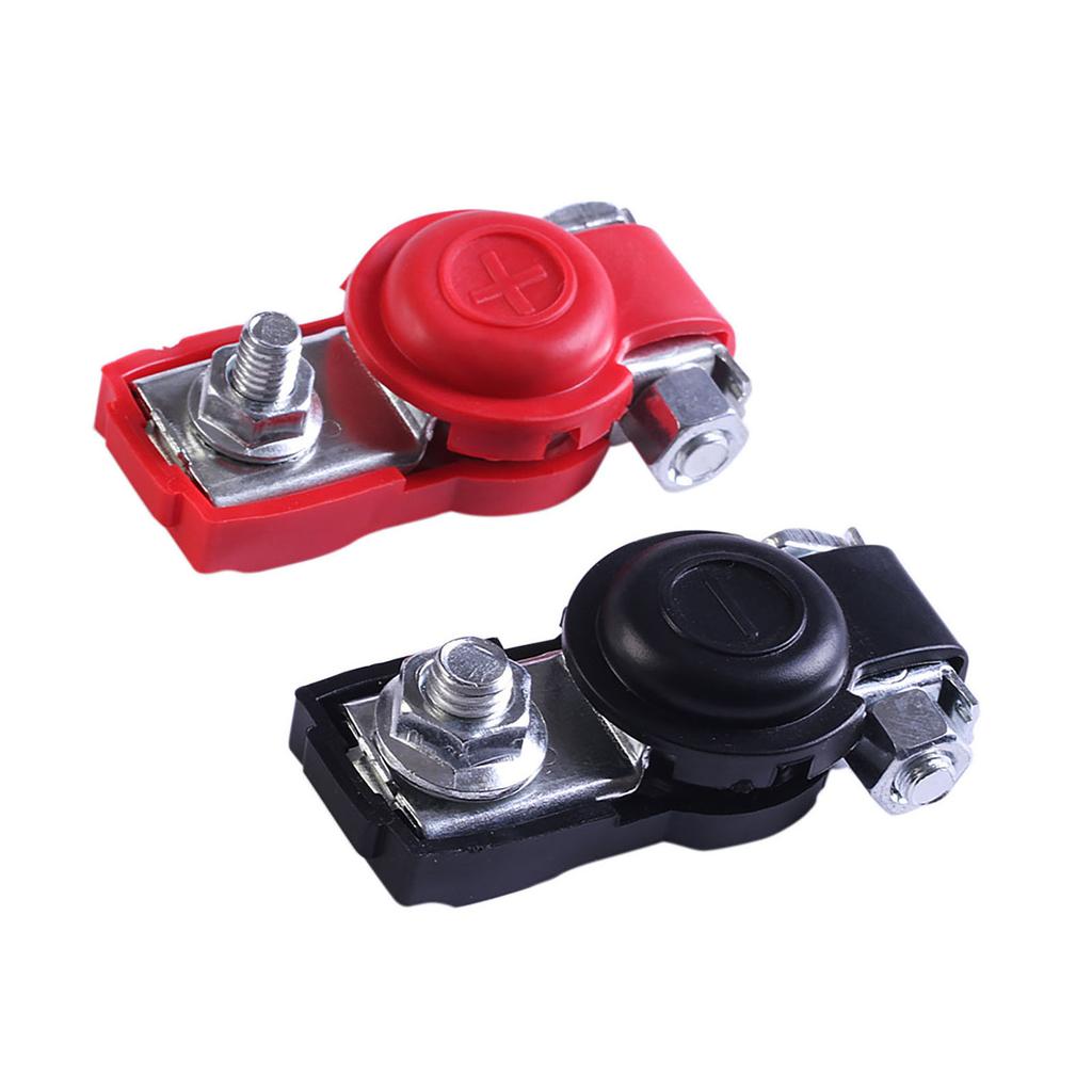 3Pcs Car Battery Terminal Set Negative and Positive with Plastic Cover Good Conductivity Clamps Connector