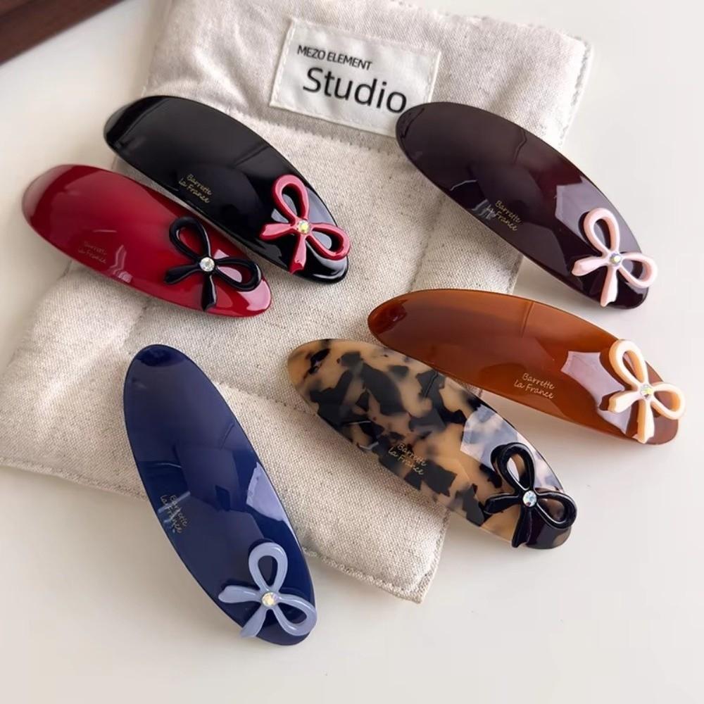 Acetate Sweet Bow Hairpins Large Barrettes Headdress Spring Clip Hair Clips  For Women Girls