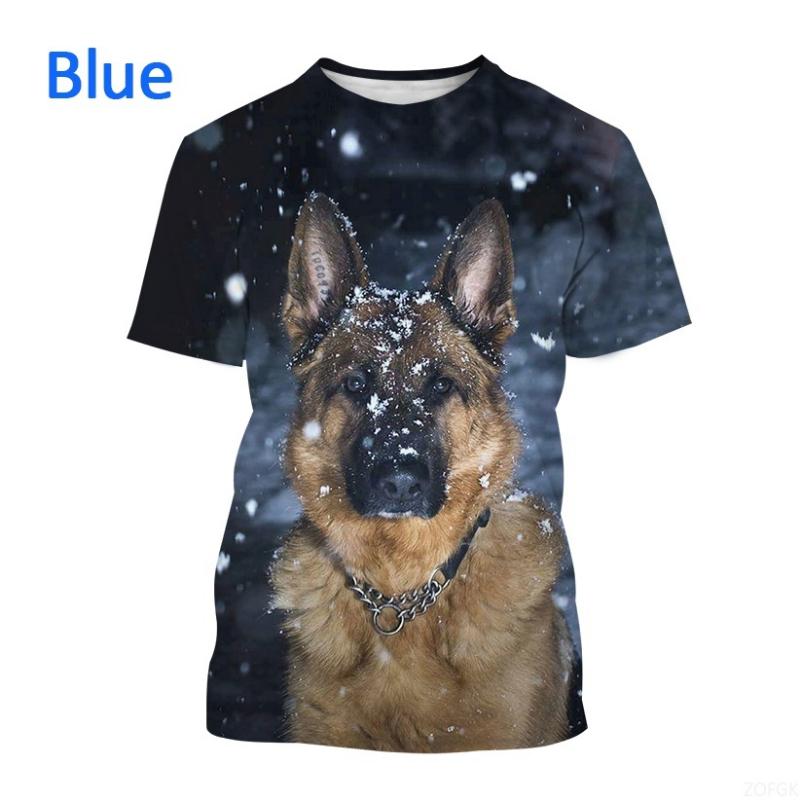 Unisex Fun Dog 3D Printed Cute T-shirt Summer German Shepherd Pattern Round Neck Short Sleeve Top