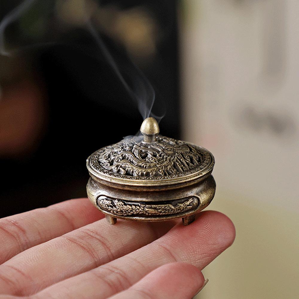 Dragon and Phoenix Fingertip Burner,Three Leg Small Incense Burner Non Stick Powder Plate, Creative Zen Aromatherapy Burner Home Tea Ceremony Ornament