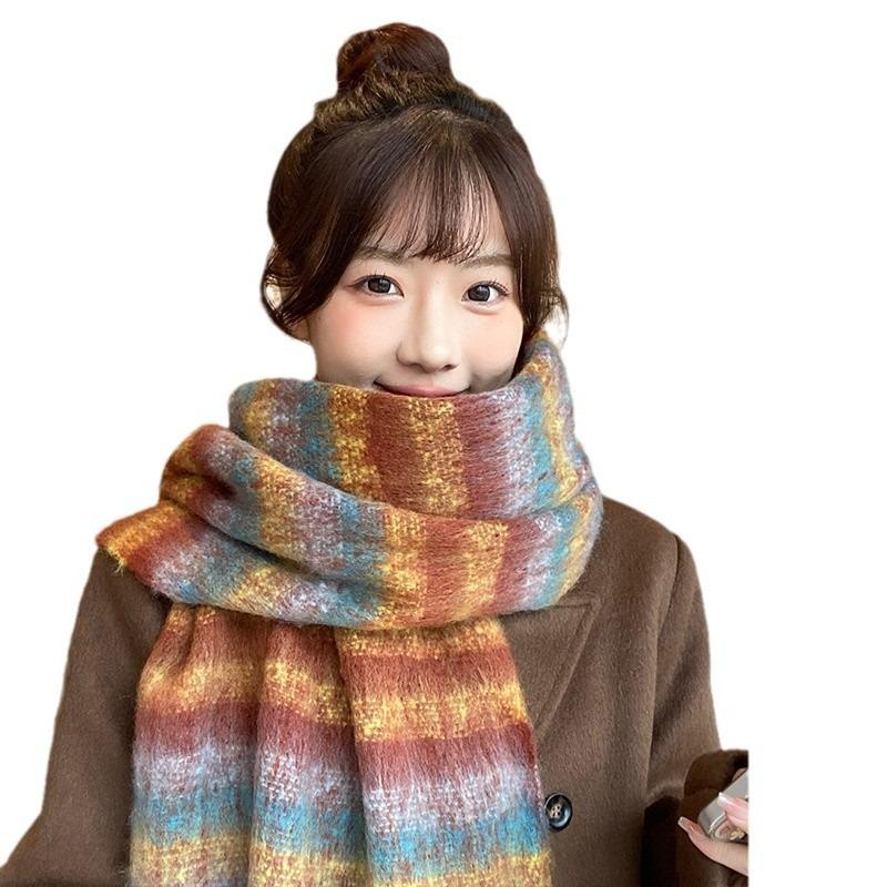 New Christmas Plaid Scarf, High-end Women's Warmth, New Retro Fringed Women's Scarf Shawl