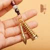 Brass Wenchang Pagoda Keychain with Five Emperor Coins and Gourd Car Pendant