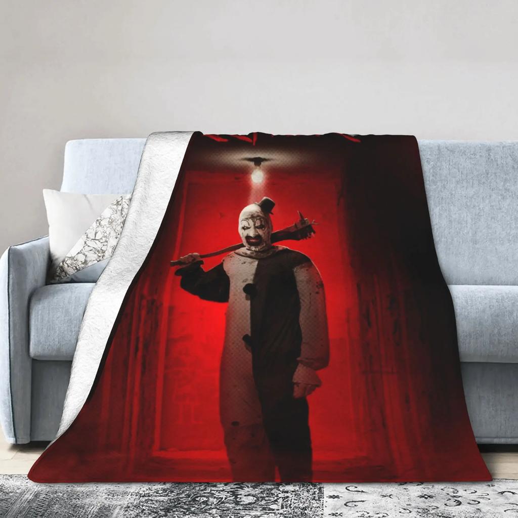Terrifier Horror Film Soft Warm Aesthetic Plush Throw Blanket for Kids Living Room Flannel Bedspread Bed Cover