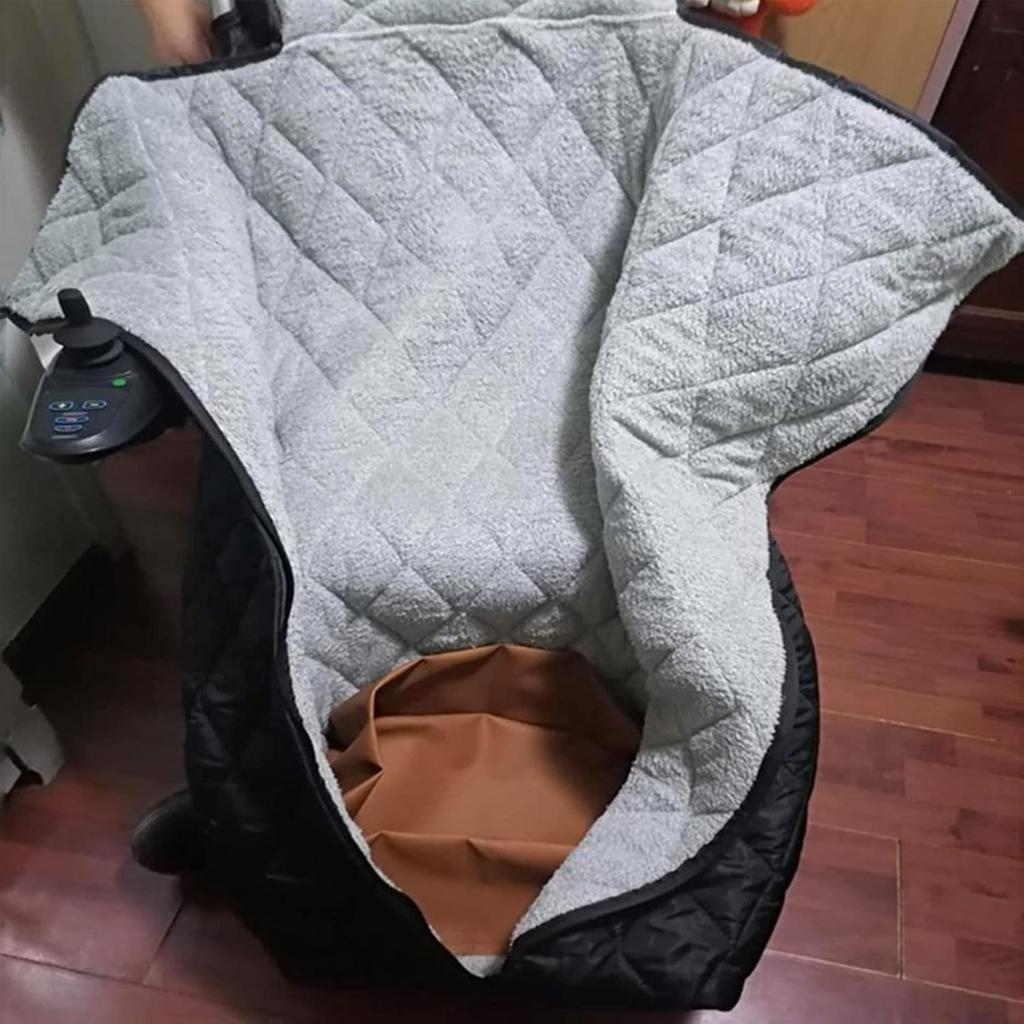 Wheelchair Warm Blanket Anti-freeze Windproof Velvet Warm Leg Lower Body Leg Cover with Zipper Black