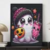 Cute Ghost Pumpkin Boba 5D Diamond Full Diamond Art Painting Kit Diamond Painting Home Decor Crafts Wall Art Pictures Decorations