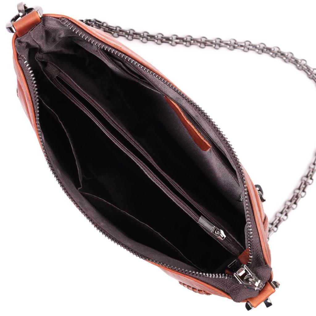 Damen Lederhandtasche mittlerer Größe mit einem Fach Vintage Bag 22566 Hellbraun