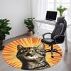 1pc Cat Sunburst Office Round Area Rug, Under Office Chairs Bedroom Living Room Home Decor, Room Deco, Available In Various Sizes