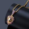 Hip Hop Lion Head Pendant Necklace Gold Plated Micro Pave Zircon Trendy Mens Jewelry