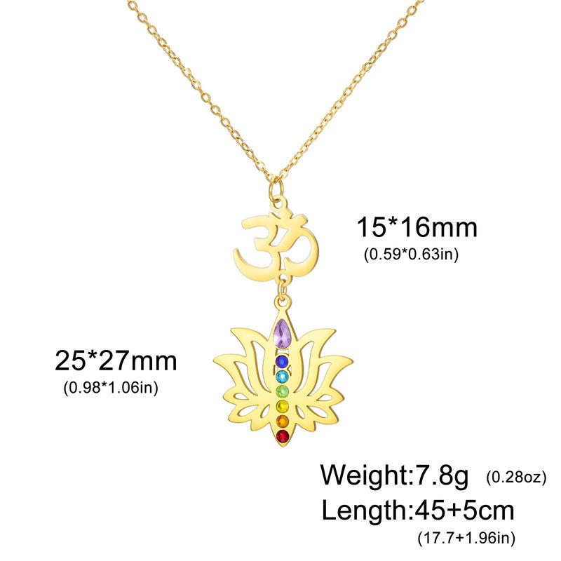 Lotus Strass Yoga Anhänger Halskette - Edelstahl Damenschmuck