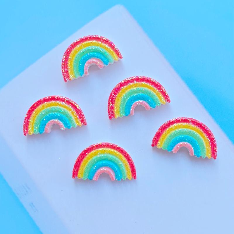 20Pcs New Resin Cute Mixed Mini Cloud Rainbow Flat Back Cabochon Scrapbooking Hair Bow Center Embellishments DIY Accessories J85