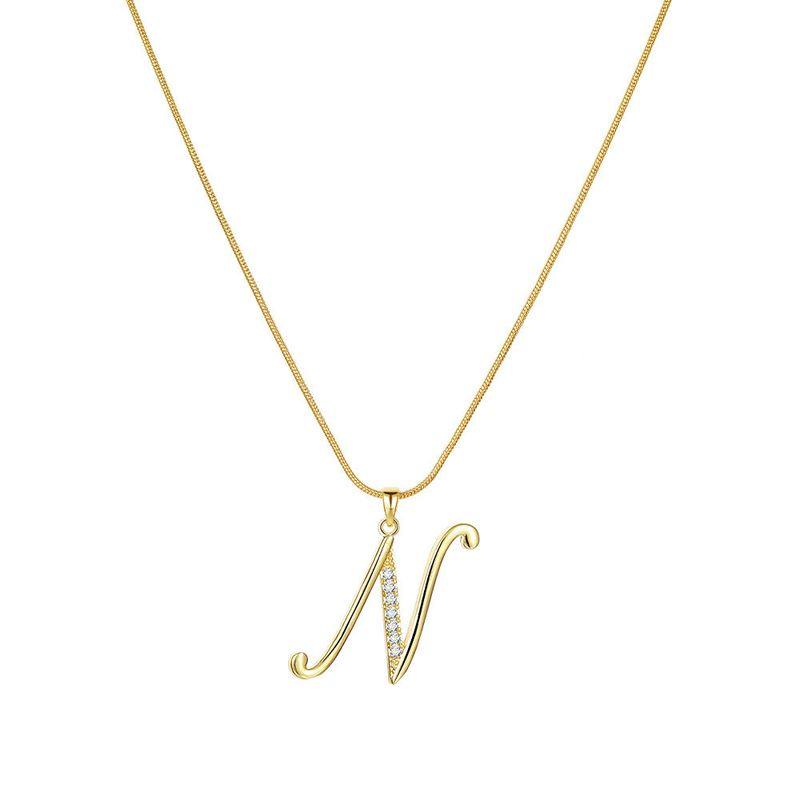 Europe and America Cross Border 26 Letters Copper Inlaid Zircon Snake Chain Necklace Letter Gold Pendant Creative Minimalist Letters