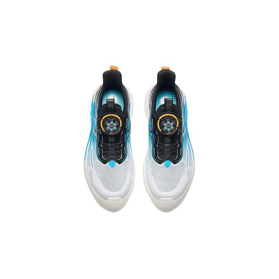 Anta Kids Synthetic Leather Fabric Shock Absorbing Wear Resistant Low Top Running Shoes Kids Sneakers White Blue Black A312425509-1