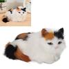 Soft Plush Cat Doll High Simulation Opening Eyes Lifelike Animal Toy for Desk Decoration Colorful Hair