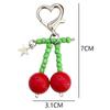 Kawaii Red Cherry Fruit Keychain Cute Heart Key Ring Lovely Bag Charm Unique Gift for Girls Back To School Presents