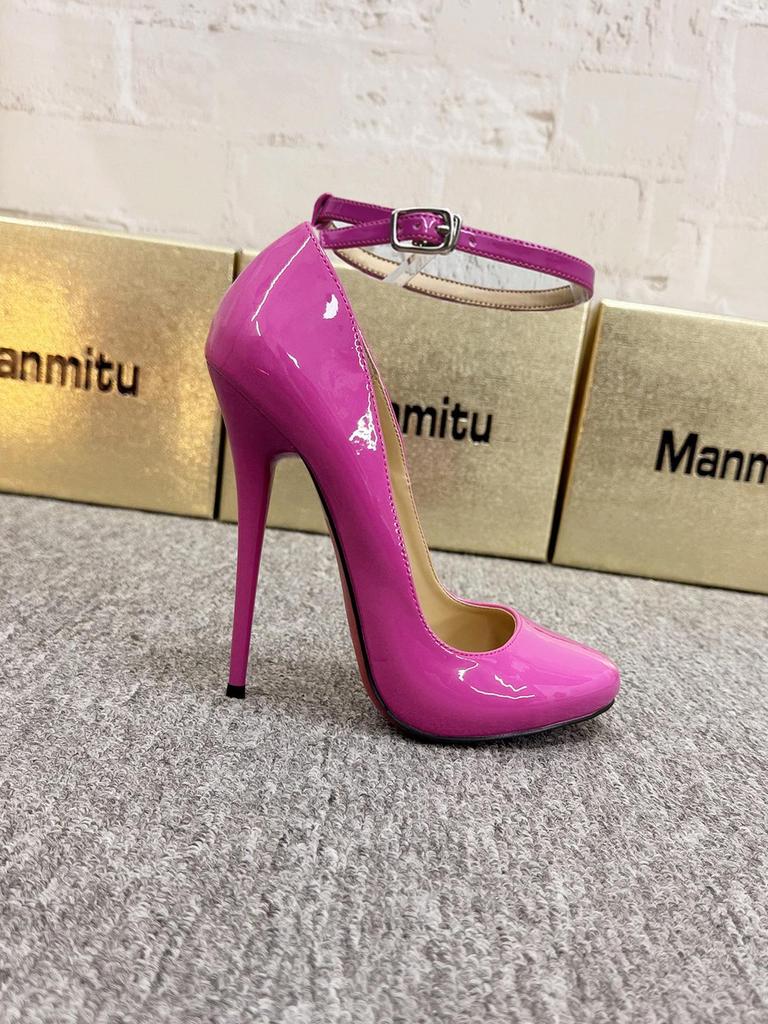 Neuer Ultra-Hochhacken-Rundzehen-Stiletto mit niedrig ausgeschnittenem Einzelriemen für Transvestiten, Übergrößen erhältlich, 14-16 cm Absätze
