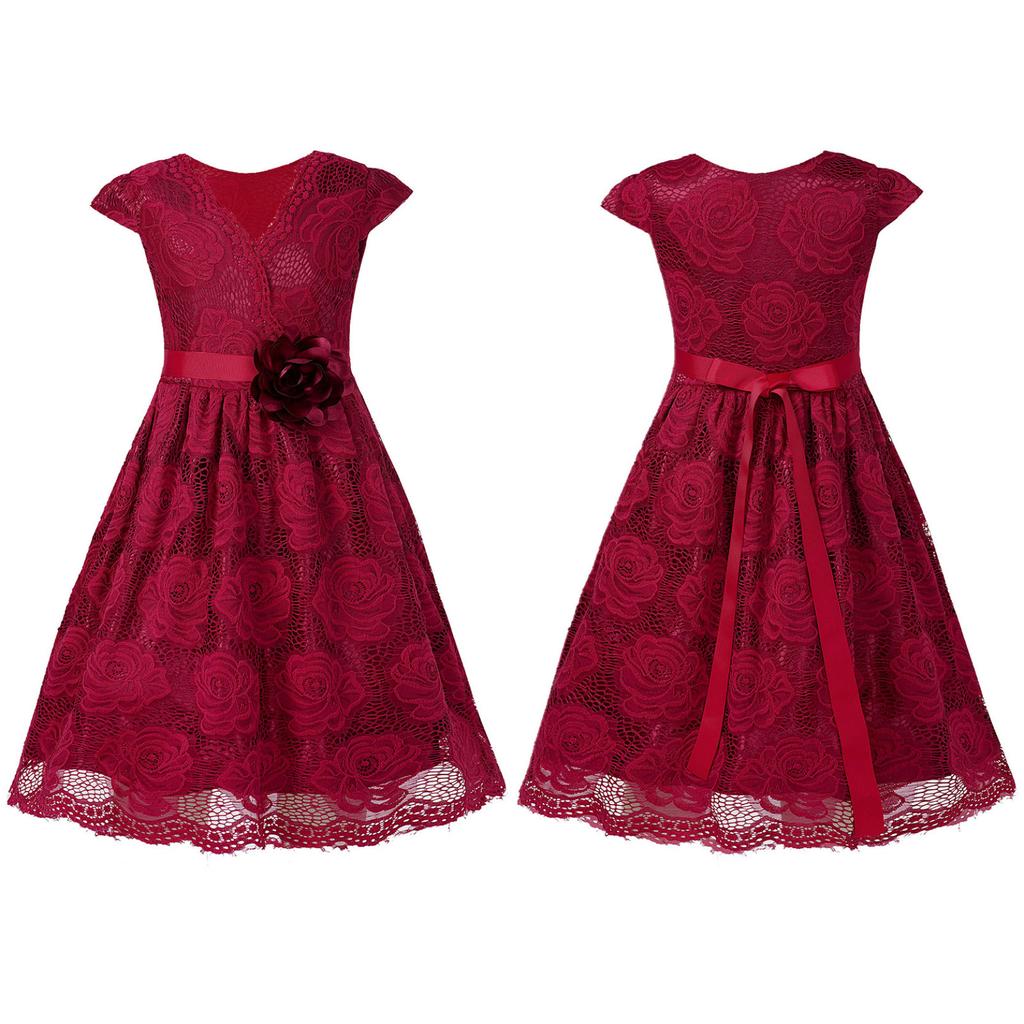 Květinové dívčí šaty Dětské Dívčí Krajkové Princezna Svatební Šaty pro družičku Společenské Večerní plesové šaty Dětské šaty