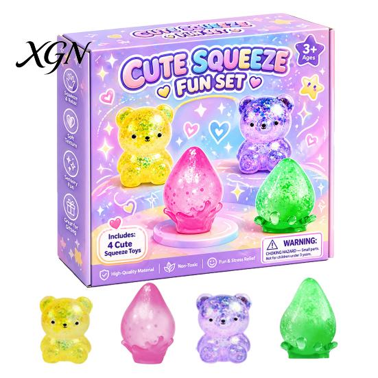 Stress Relief Toy 1 Set Squeeze Duck Rabbit Animal Love Heart Pinch Reduction Gadget Sensory Soft Stretchy Ball Relaxation Fidget Party Favors Tool