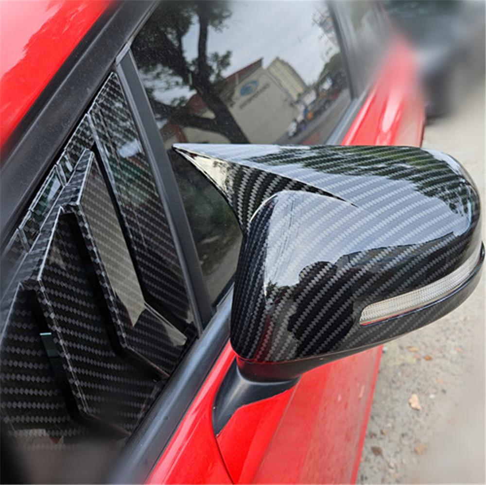 Carbon Fiber Ox Horn Rear View Mirror Cover Cap Trim For Honda Civic 2012-2015