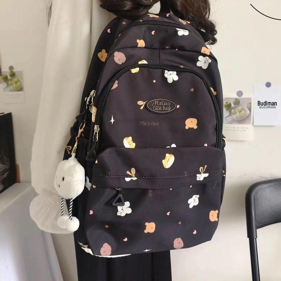 Cute Japanese Schoolbag for College or Middle School Students - Large Capacity Sweet Girl Backpack with Shoulder Strap and Niche Design