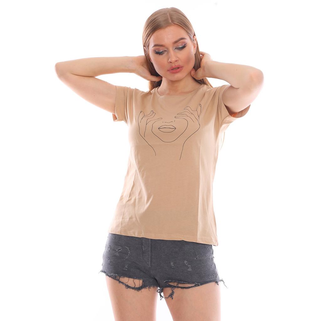 Damen-T-Shirt mit Gesichtsmuster