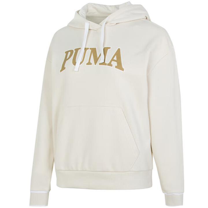 Puma Letter Print Casual Hoodie With Large Pockets Women hoodies Khaki 682176-87