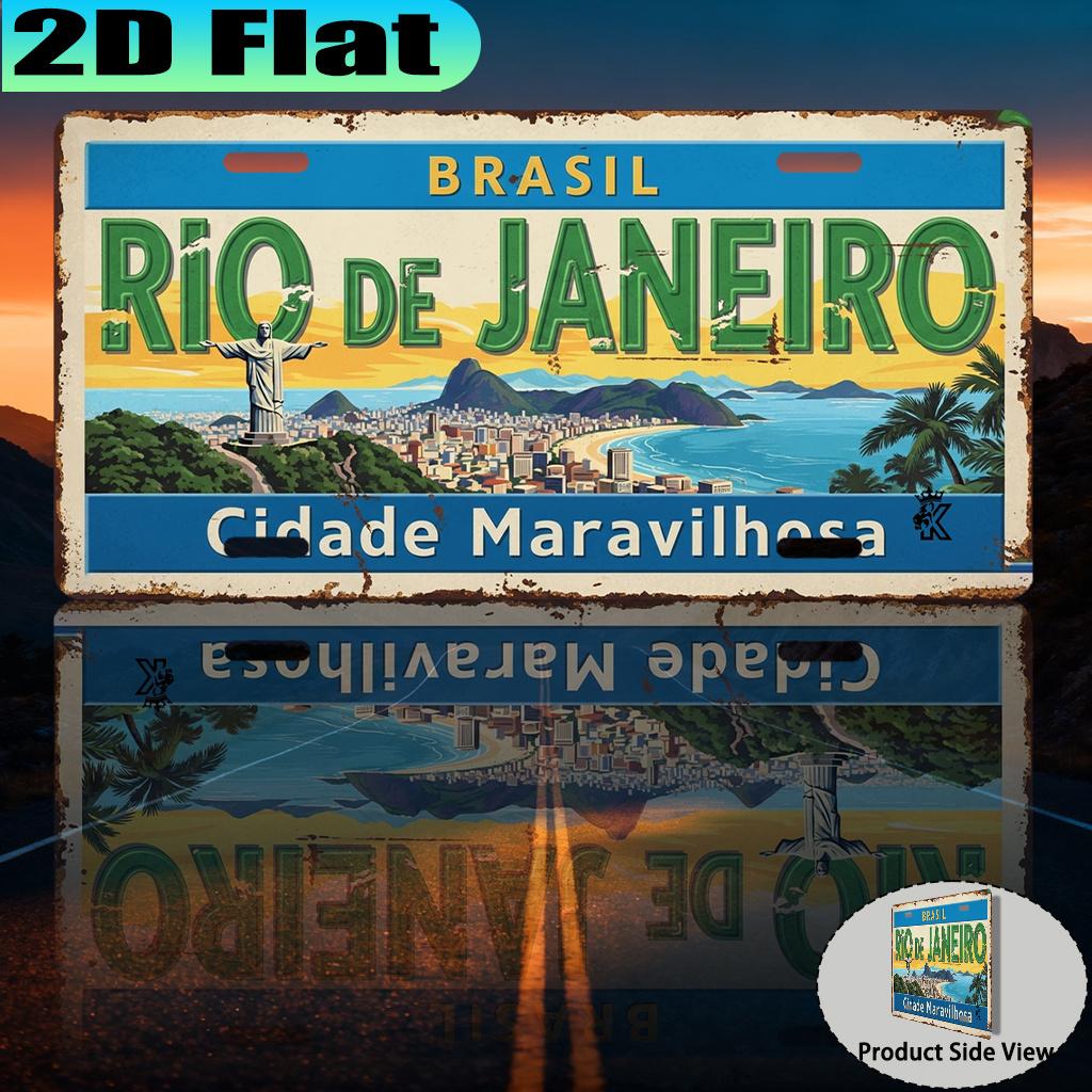 Rio De Janeiro Brazil Cidade Maravilhosa Christ the Redeemer Cityscape License Plate Style Aluminum Metal Sign Retro South Ame 20X30CM