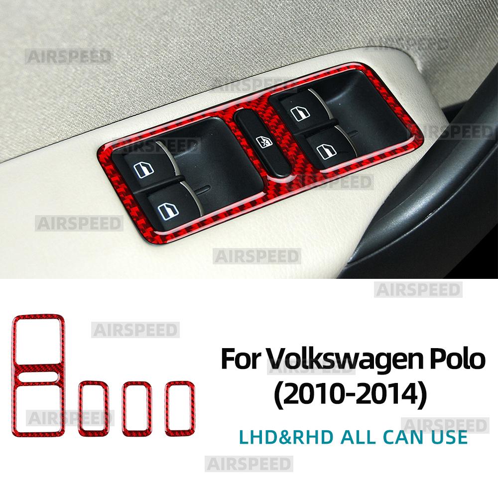 

Real Soft Carbon Fiber Sticker For Volkswagen VW Polo MK5 6R 2010 2011 2012 2013 2014 LHD RHD Car Window Lift Button Trim