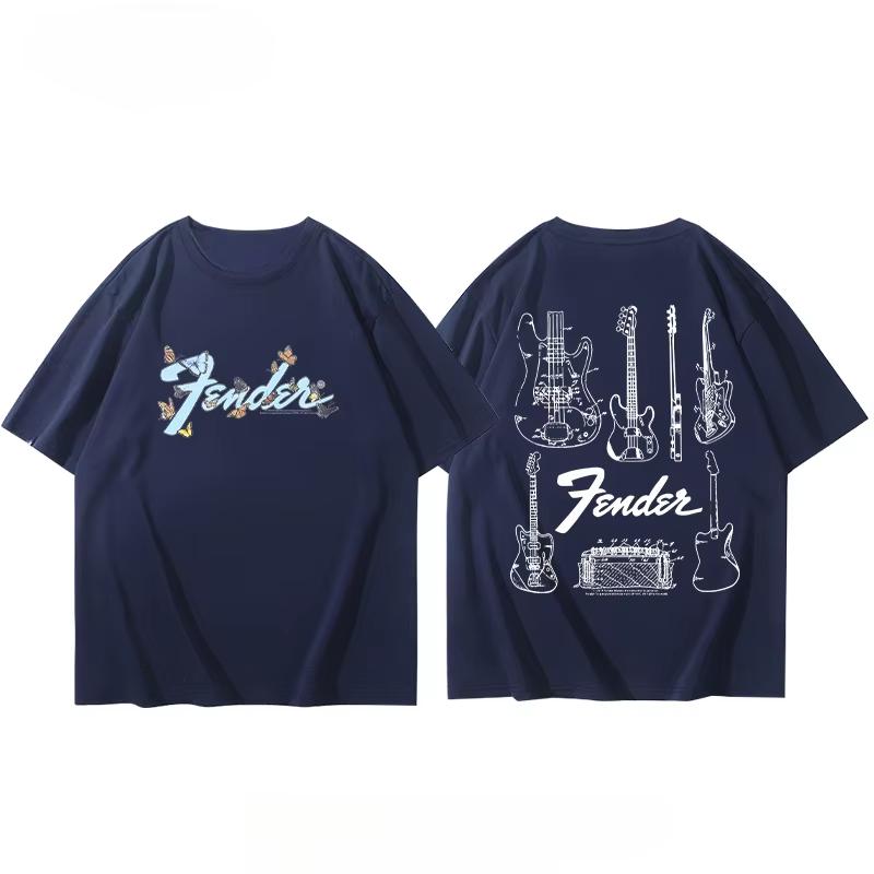 

Летняя мужская футболка с короткими рукавами Fender Electric Guitar Band для мальчиков и девочек, летние костюмы гитаристов Around Printed T Shirt XXXL