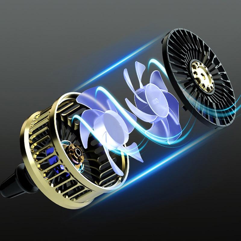 Ventilateur de voiture USB F210 à rotation multi-angle, double moteur, support de bureau pour pare-brise, refroidisseur automatique pour la maison et le bureau
