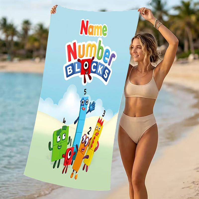 Customizable personalized beach towels Numberblocks themed designs.Suitable for the beach, yoga, sports;ideal as beach accessories