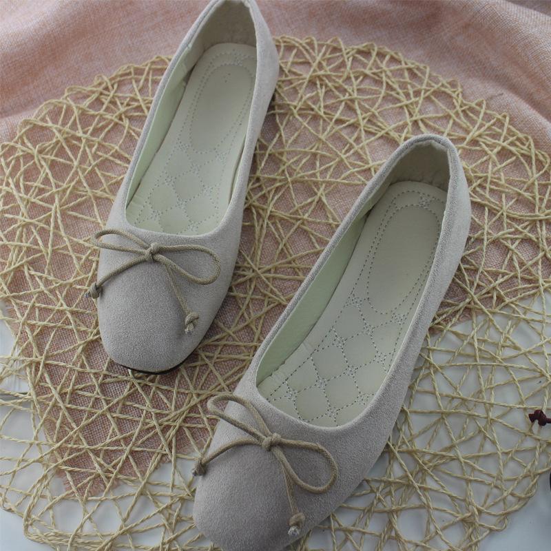 Women Girls Solid Big Size Slip On Flat Shallow Comfort Casual Single Shoes