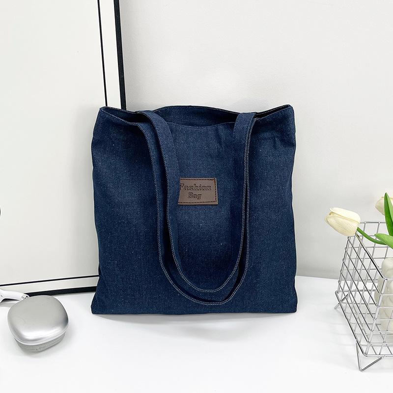 

Джинсовая сумка большой вместимости, литературный стиль, повседневная, простая, универсальная, летняя сумка-тоут, ретро-тренд, на плечо, под мышку