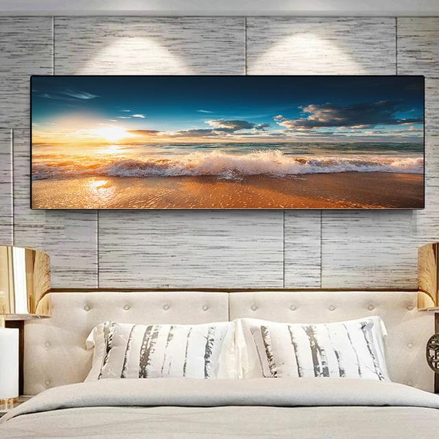 Landscape Beach Sunset Canvas Painting Nature Ocean Cloud Posters and Prints Wall Art Pictures Living Room Home Decor No Frame