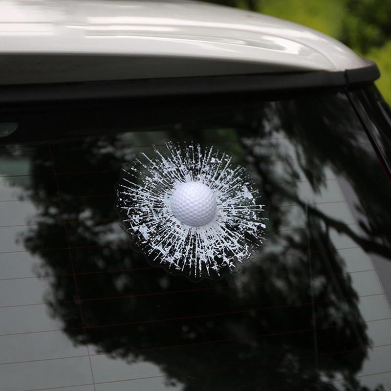 Break Glass Car Window Sticker 3D Tricky Simulation Ball Hits Sticker For Cars Peel & Stick Vinyl Decal Waterproof Car Sticker