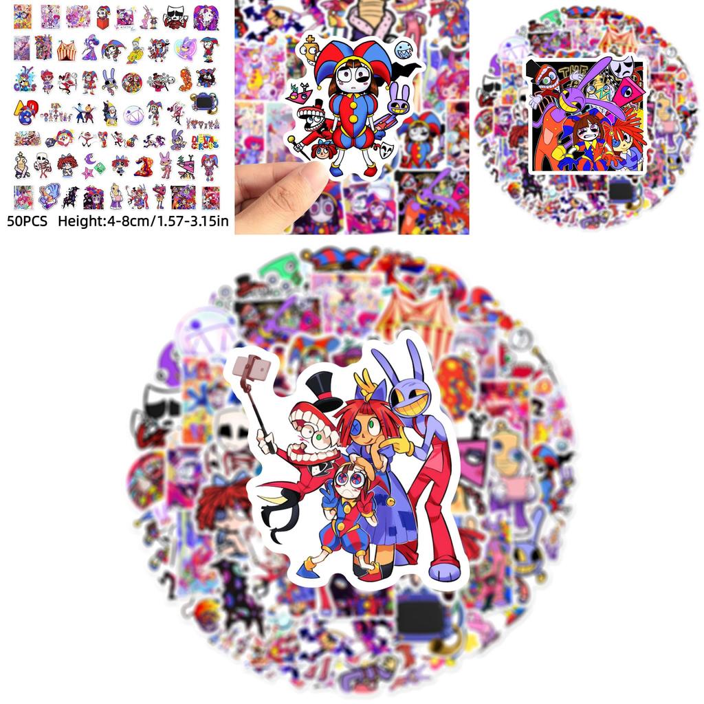 Erstaunlicher Digitaler Zirkus Cartoon Aufkleber 60 Stück Lustige und Einzigartige Designs Autoaufkleber