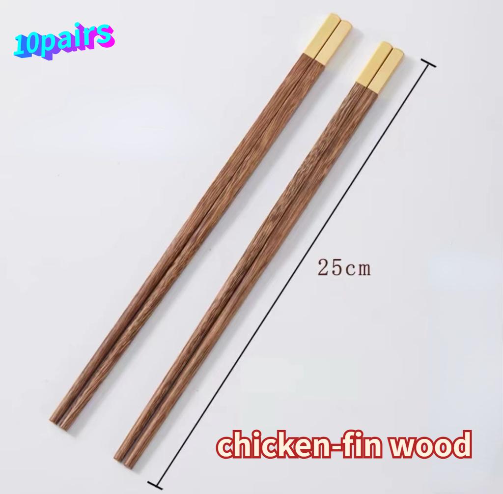 Chicken Wing Wood Chopsticks for Home Use Hotel High Grade Solid Wood Chopsticks Set Metal Head Lacquerless Waxless Chopsticks