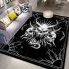 Skull Demon Rug - Gothic Style Black and White Carpet for Bedroom, Unique Horror Art Design, Halloween Decoration