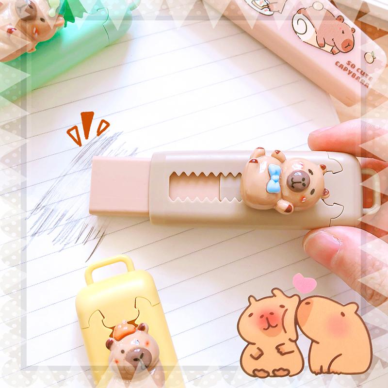 Kawaii Office Supplies School Items Gift For Kids Eraser Cute Capybara Eraser Funny Rubber
