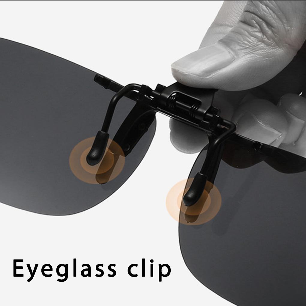 Men Fashion Square Polarized Clip-On Flip Up Metal Frame Clip Sunglasses