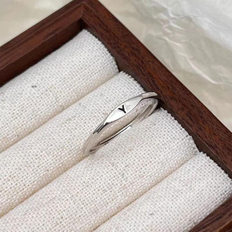 Silberner Koreanischer 26 Buchstaben A-Z Offener Ring Herren und Damen Ring Partnergeschenk Schmuck