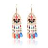 Bohemian Crystal Tassel Earrings - Ethnic Style, Slim Face, Exaggerated Design for Travel