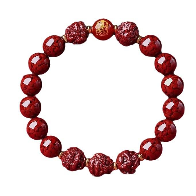Natural Crystal Cinnabar Bracelet for Personal Protection S Three-in-one and Six-in-one Bracelet Can Be Quickly Adjusted