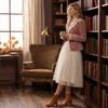 Women's Long Sleeve Velvet Coat with Embroidered Patchwork In Color