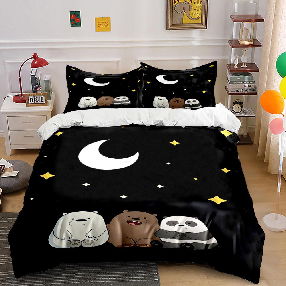 Crescent moon, stars, bears. Bedding sets Duvet cover sets Duvet covers Pillowcases(1 * Duvet Cover 2 * Pillowcases without duvet insert)