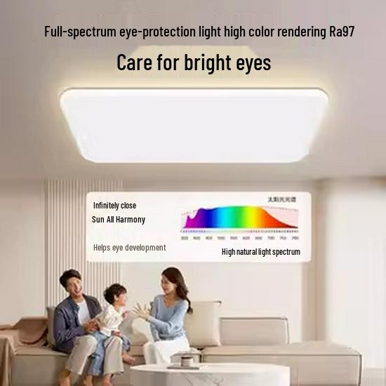 Ultra-Thin Cream Ceiling Light - Full Spectrum Eye Protection for Living Room