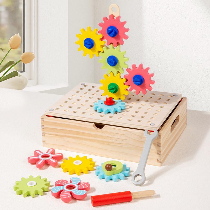 Wooden Gear Puzzle Toy For Kids Educational Learning And Color Recognition