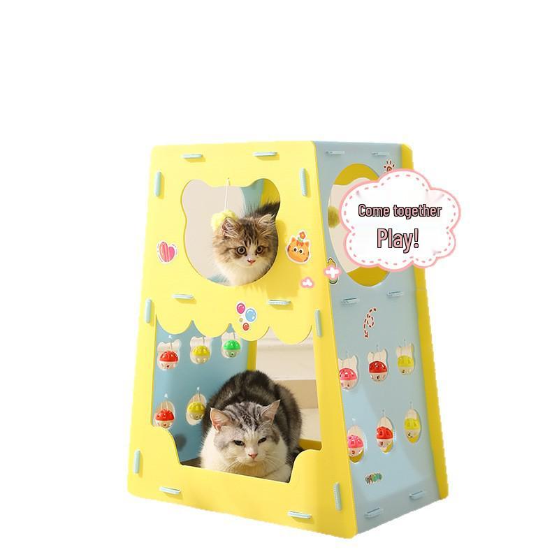 Multifunctional Cat Villa: Self-Amusement Toy with Scratching Board, Tunnel, Bed, and Climbing Frame for Boredom Relief